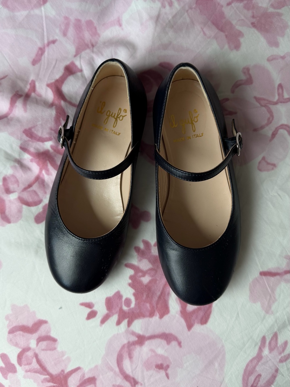 Il Gufo Nevy Blue Leather Mary Jane Shoes